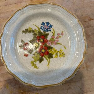 Vintage Floral Ceramic Serving Bowl - Multicolor Flowers